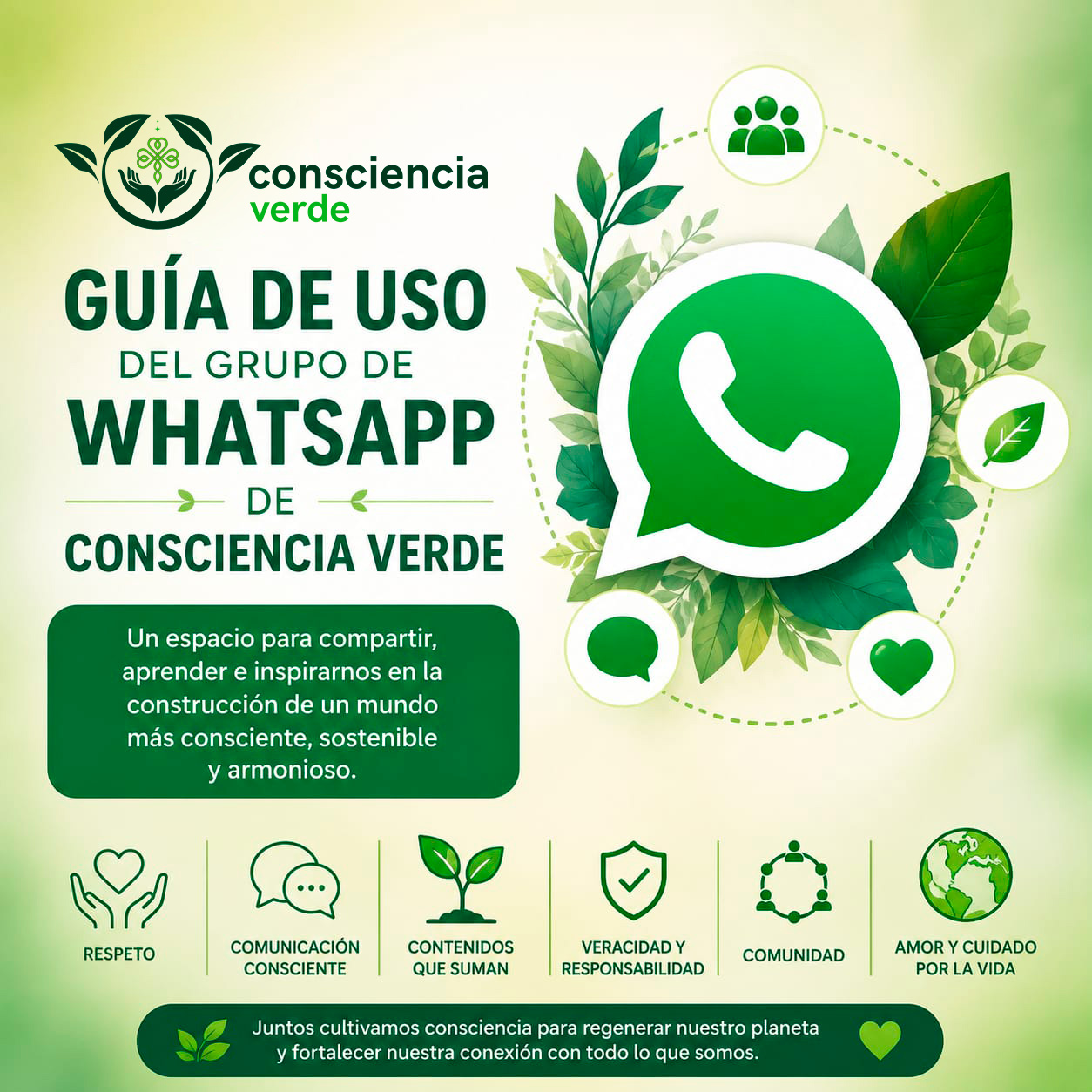 Guía de uso de grupo de whatsapp de Consciencia Verde 369